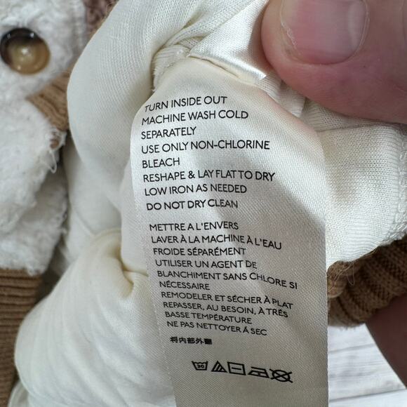 Free People Selma Cardi Colorblock Sherpa Cardigan Sweater Womens L White Brown - Picture 9 of 14